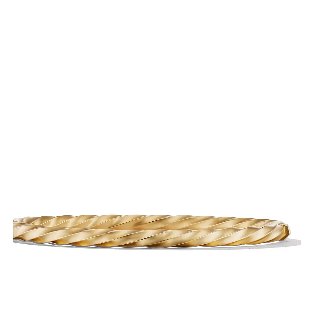 Cable Edge Bangle Bracelet in 18K Yellow Gold, 4mm