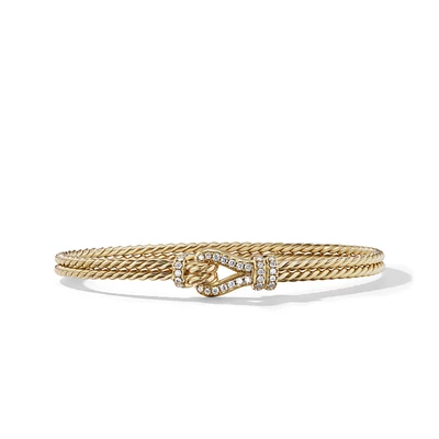 Thoroughbred Loop Bracelet in 18K Yellow Gold with Diamonds, 4.5mm