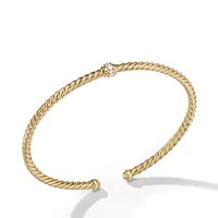 Classic Cablespira Station Bracelet in 18K Yellow Gold with Diamonds, 3mm