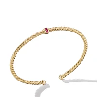 Classic Cablespira Station Bracelet in 18K Yellow Gold with Pavé Rubies, 3mm