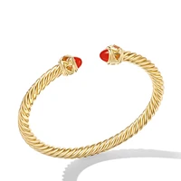 Renaissance Cablespira Bracelet in 18K Yellow Gold with Carnelian and Citrine, 5mm