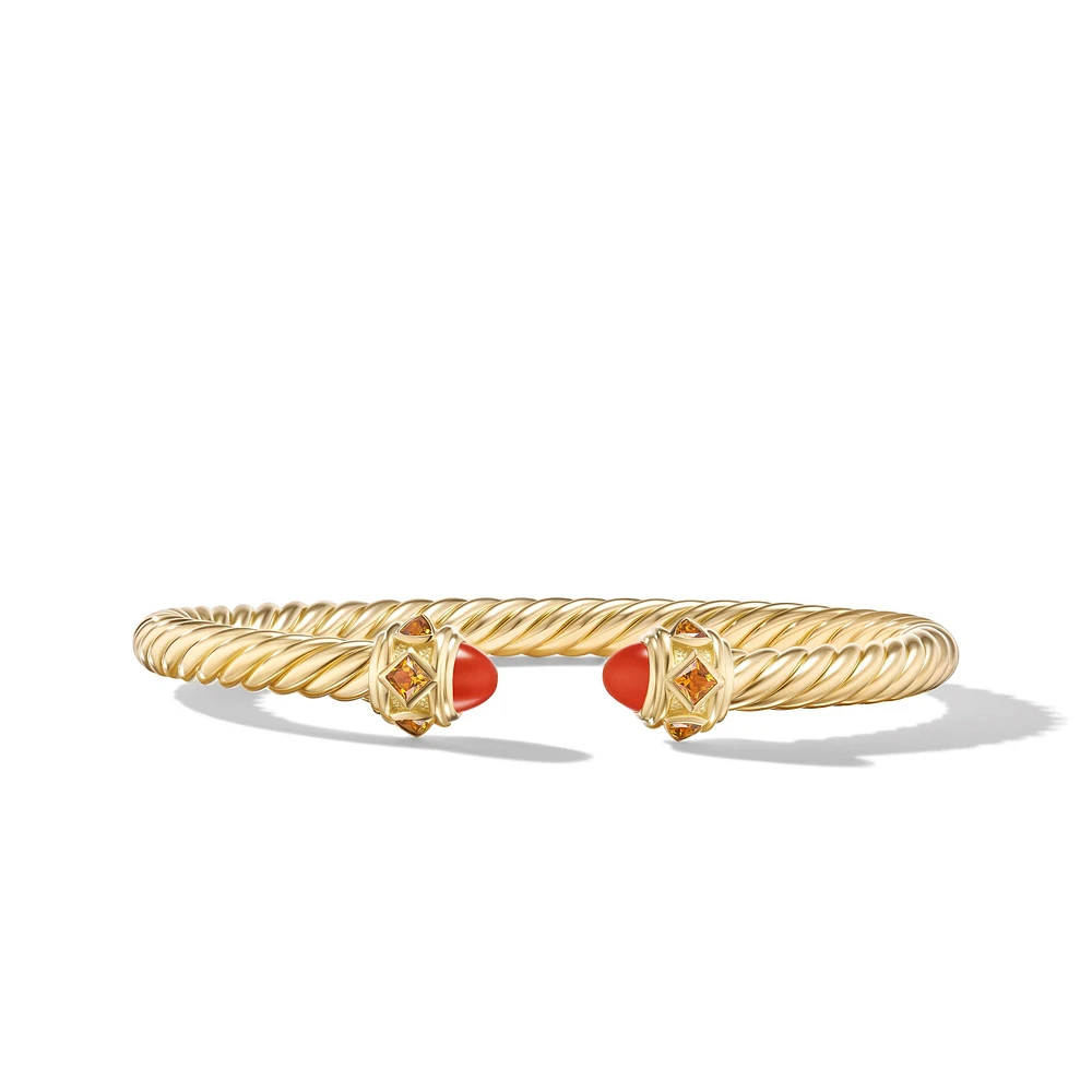 Renaissance Cablespira Bracelet in 18K Yellow Gold with Carnelian and Citrine, 5mm