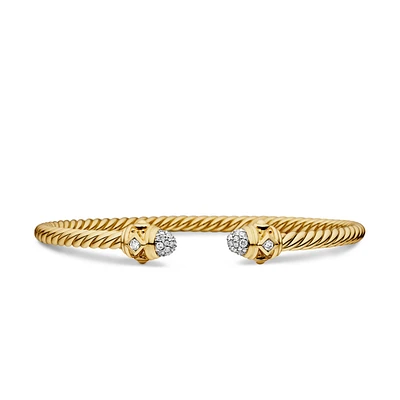 Renaissance Cablespira Bracelet in 18K Yellow Gold with Diamonds, 3.5mm