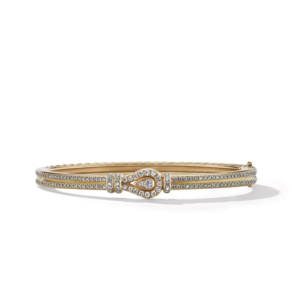 Thoroughbred Loop Bracelet in 18K Yellow Gold with Full Pavé Diamonds, 4.5mm