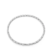 Sculpted Cable Flex Bracelet in 18K White Gold with Diamonds, 3.5mm