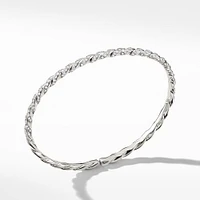 Sculpted Cable Flex Bracelet in 18K White Gold with Diamonds, 3.5mm