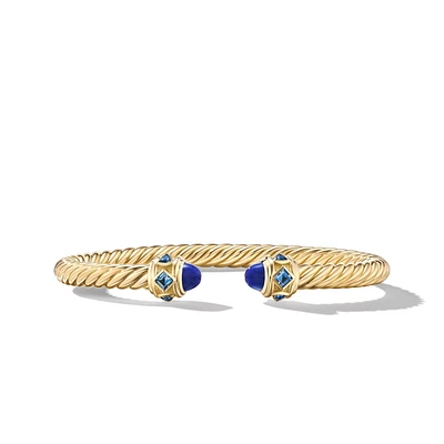 Renaissance Cablespira Bracelet in 18K Yellow Gold with Lapis and Hampton Blue Topaz