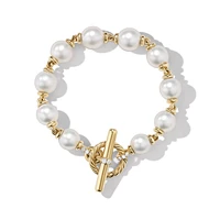 Pearl Linked Bracelet in 18K Yellow Gold with Diamonds