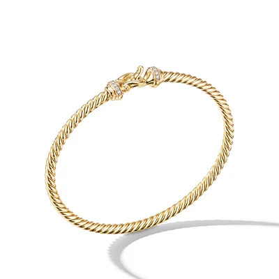 Sculpted Cable Bangle Bracelet in 18K Rose Gold, 4.6mm