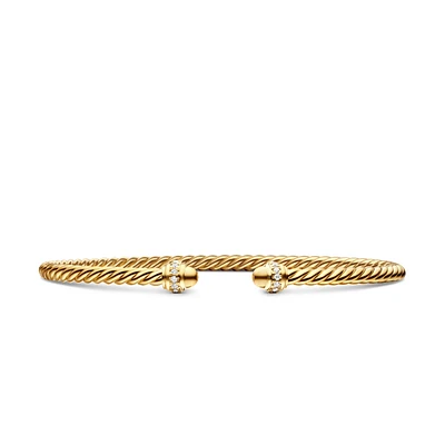 Classic Cablespira Bracelet in 18K Yellow Gold with Diamonds, 3mm