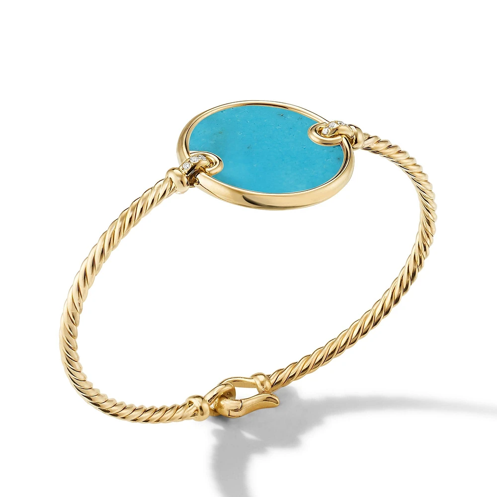 Cablespira Flex Bracelet in 18K Yellow Gold with Gold Domes and Diamonds, 4mm