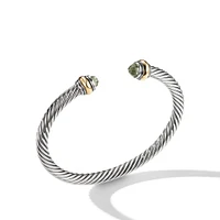 Classic Cable Bracelet in Sterling Silver with 14K Yellow Gold and Prasiolite