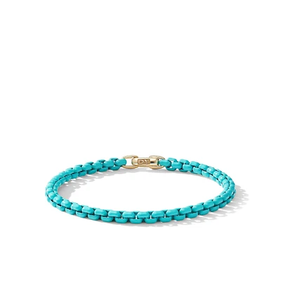 DY Bel Aire Color Box Chain Bracelet in Turquoise Acrylic with 14K Yellow Gold Accent