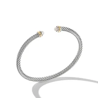 Classic Cable Bracelet in Sterling Silver with 18K Yellow Gold and Pearls, 4mm