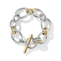 DY Mercerâ„¢ Chain Bracelet in Sterling Silver with 18K Yellow Gold and Diamonds, 25mm