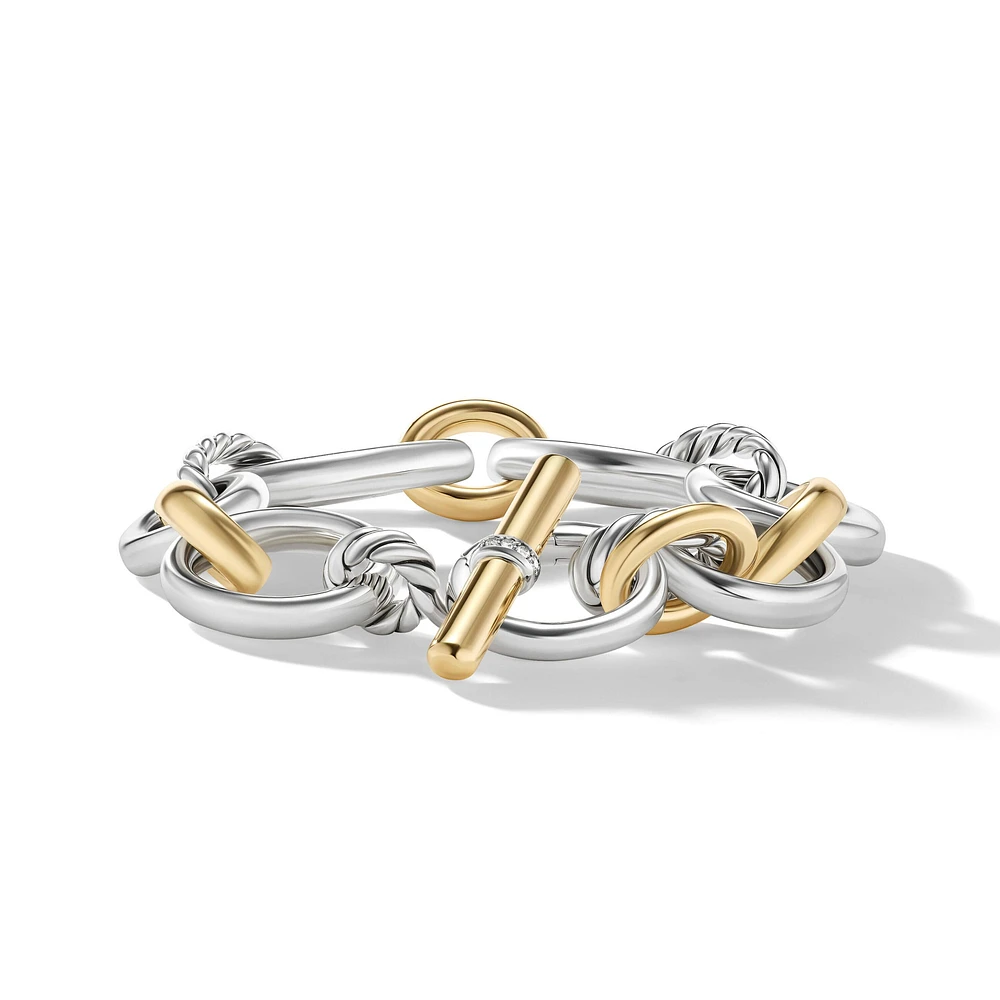 DY Mercerâ„¢ Chain Bracelet in Sterling Silver with 18K Yellow Gold and Diamonds, 25mm