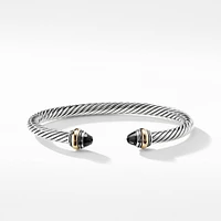 Cable Kids Bracelet in Sterling Silver with 14K Yellow Gold and Gold Domes, 4mm