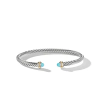 Crossover Three Row Cuff Bracelet in Sterling Silver with 14K Yellow Gold