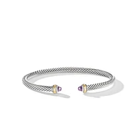 Crossover Two Row Cuff Bracelet in Sterling Silver with 14K Yellow Gold