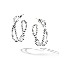 Crossover Hoop Earrings in Sterling Silver, 33.7mm