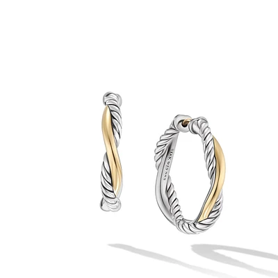 Petite Infinity Hoop Earrings in Sterling Silver with 14K Yellow Gold, 17.3mm