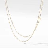 Cable Collectibles Bead and Chain Necklace in 18K Yellow Gold with Pearls