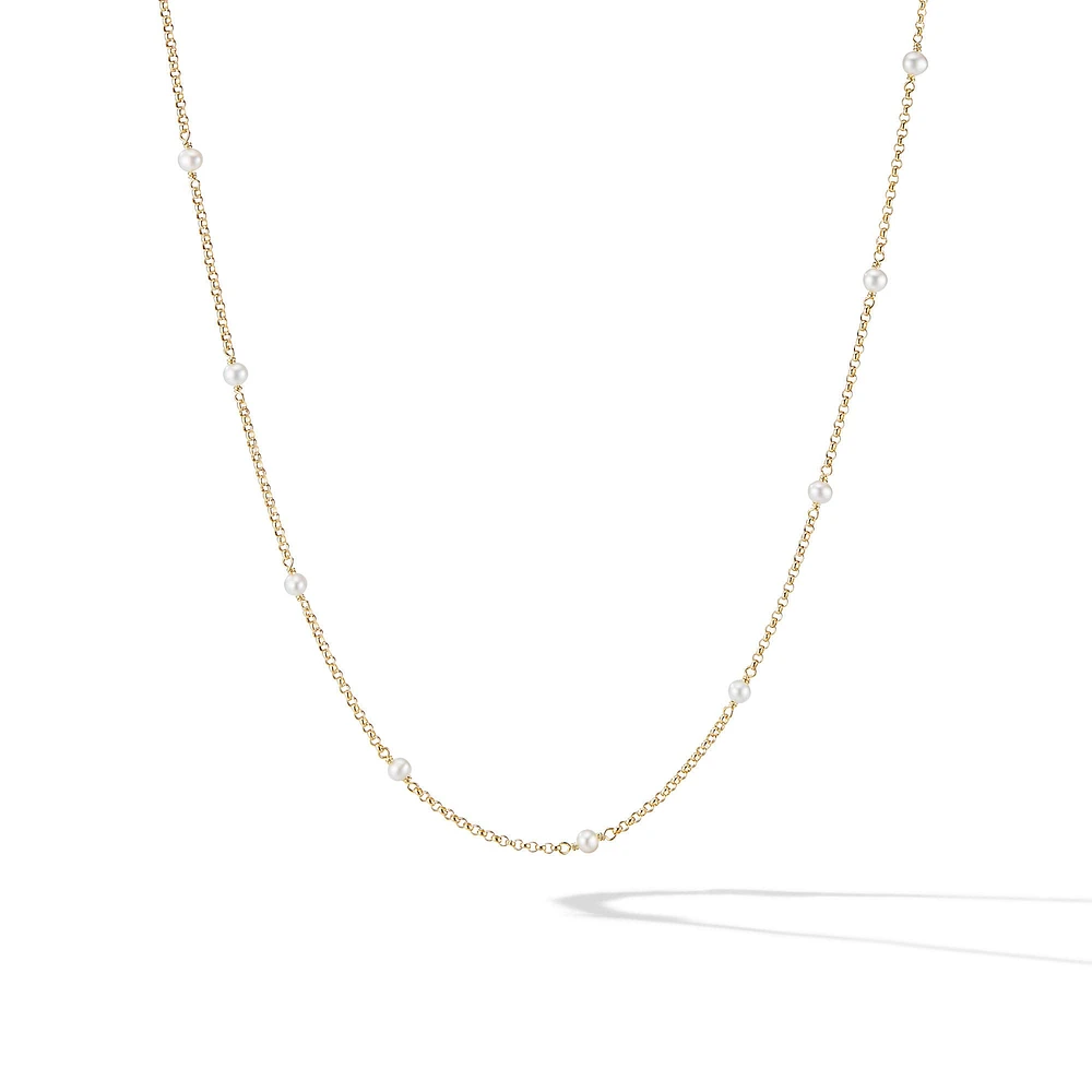 Cable Collectibles Bead and Chain Necklace in 18K Yellow Gold with Pearls