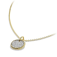 Petite Modern Renaissance Cross Pendant Necklace in 18K Yellow Gold with Diamonds, 22.1mm