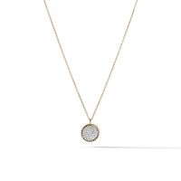 Petite Modern Renaissance Cross Pendant Necklace in 18K Yellow Gold with Diamonds, 22.1mm