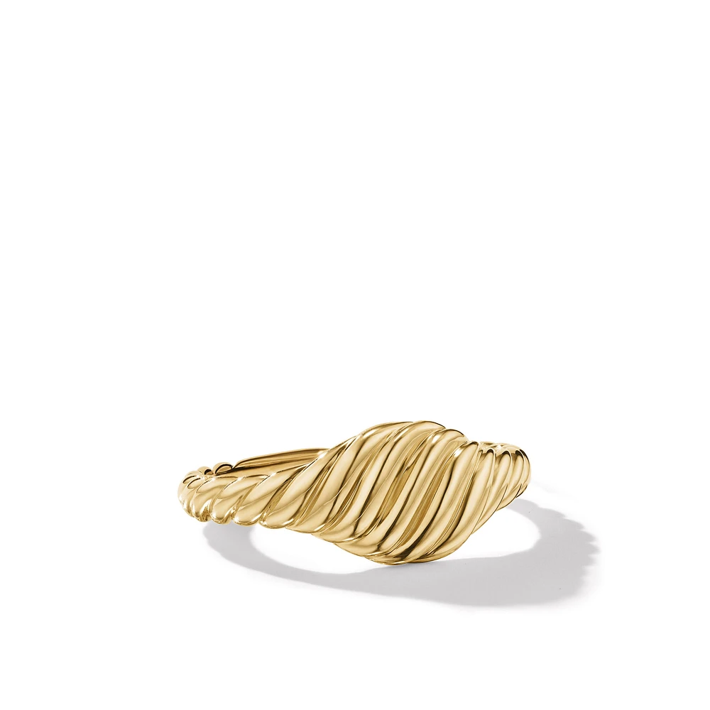 Sculpted Cable Micro Pinky Ring in 18K Yellow Gold