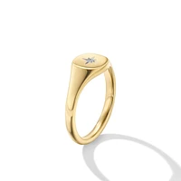 Cable Collectibles Starset Pinky Ring in 18K Yellow Gold with Center Diamond, 7mm