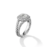 Petite Albion Ring in Sterling Silver with Topaz and Diamonds