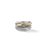 Crossover Ring in Sterling Silver with 14K Yellow Gold
