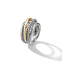 Crossover Ring in Sterling Silver with 14K Yellow Gold