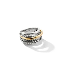 Crossover Ring in Sterling Silver with 14K Yellow Gold