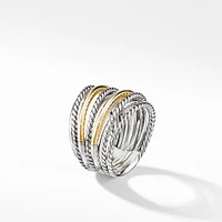 Crossover Ring in Sterling Silver with 18K Yellow Gold, 17.8mm