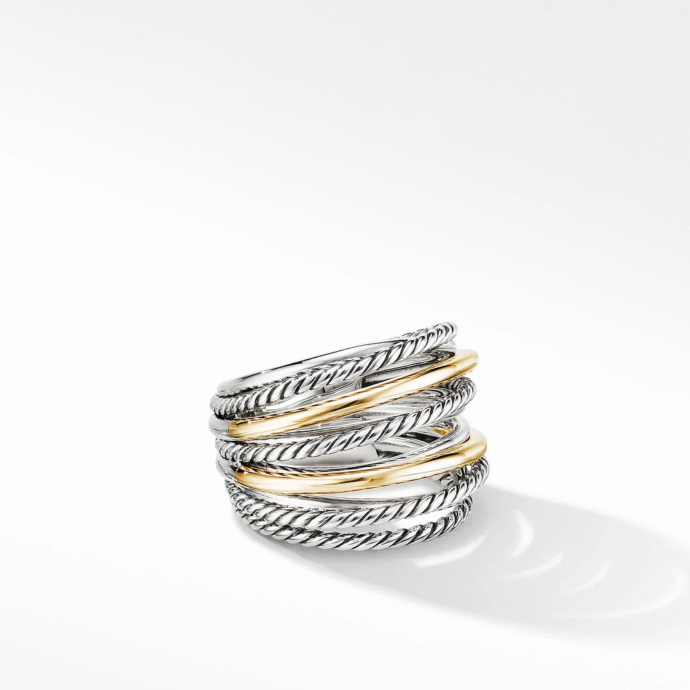 Crossover Ring in Sterling Silver with 18K Yellow Gold, 17.8mm