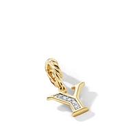 Pavé Initial Pendant in 18K Yellow Gold with Diamond Y