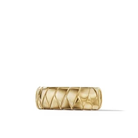Beveled Band Ring in 18K Yellow Gold with Black Diamonds, 3.5mm