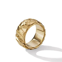 Chevron Pavé Band Ring in 18K Yellow Gold with Diamonds, 9mm