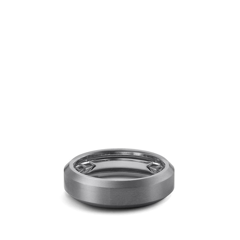 Beveled Band Ring in Grey Titanium, 6mm