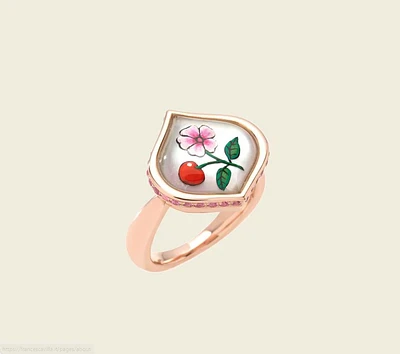 Francesca Villa's 18KRG Close Encounters Cherry Flower Ring