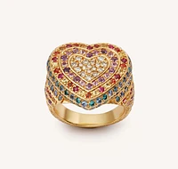 Rainbow Pave Cuore Ring