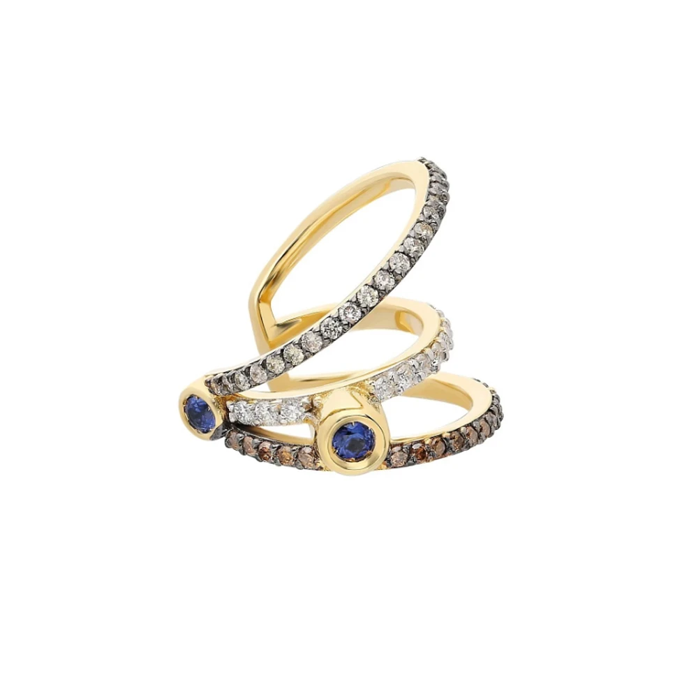 ¡Buenos Días! Triple Ray Diamond and Sapphire Ear Cuff