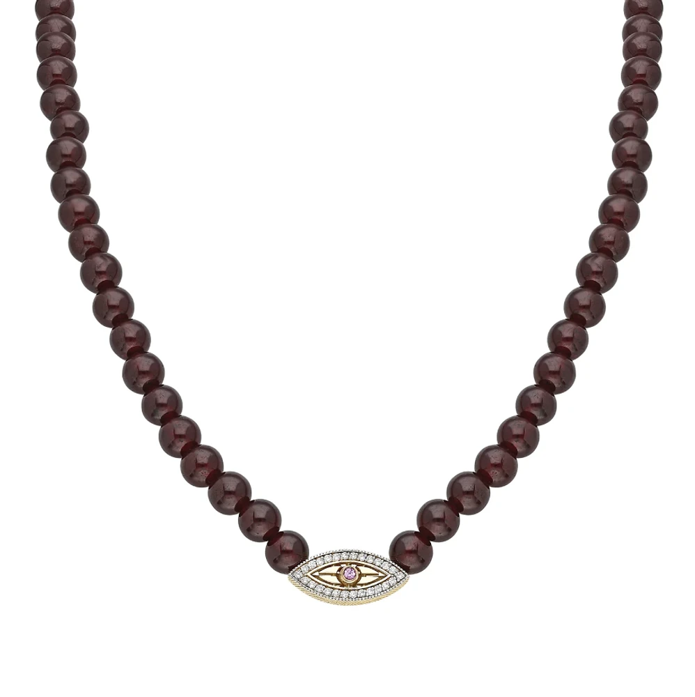 Pavé "Macu” Beaded Necklace - Garnet