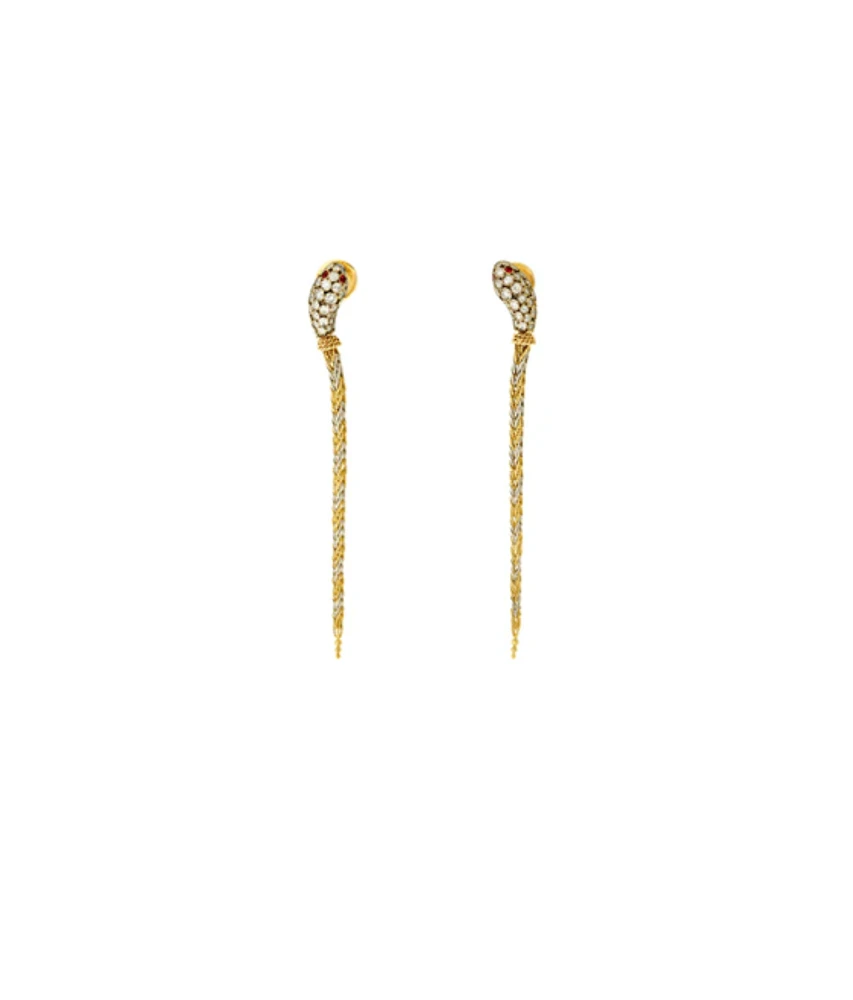 Platinum &  Yellow Gold with Diamonds And Spinel Single Earring