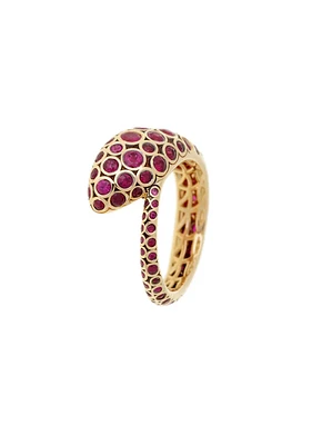 Basilik Collection Yellow Gold Small Ring with Rubies