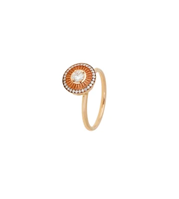 Mina Rose Gold Ring with Orange Enamel and 0.27cts Diamonds