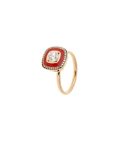 Mina Rusty Red Enamel and Morganite Ring Diamonds