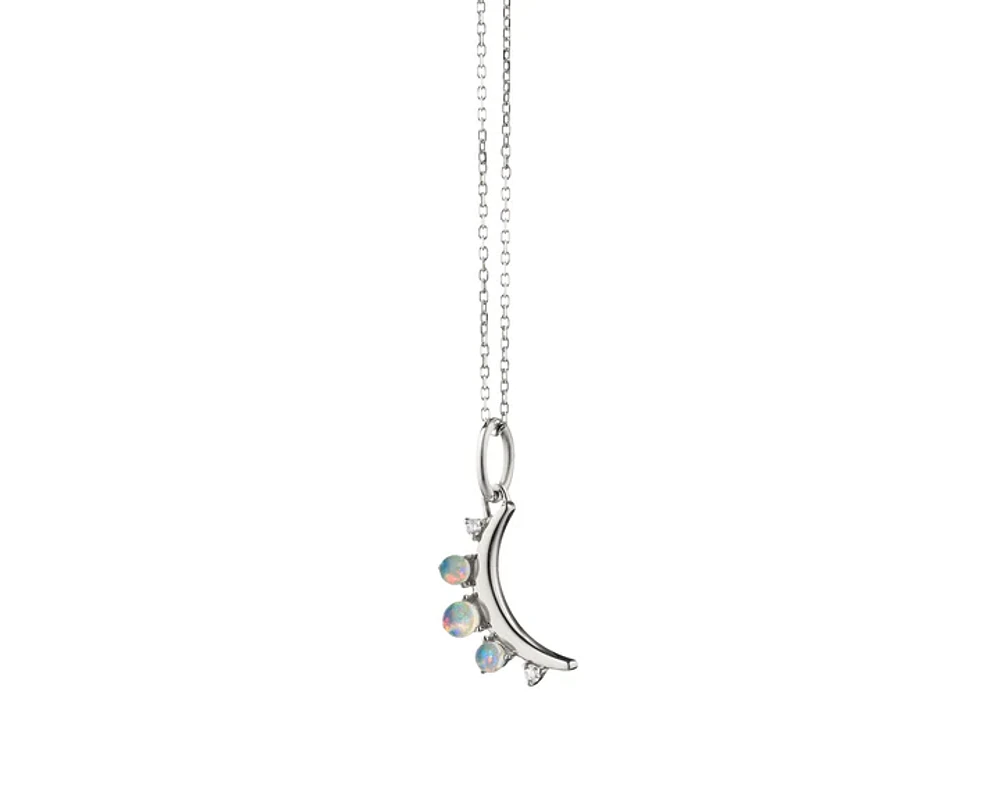 October Opal "Moon" Sterling Silver Birthstone Necklace